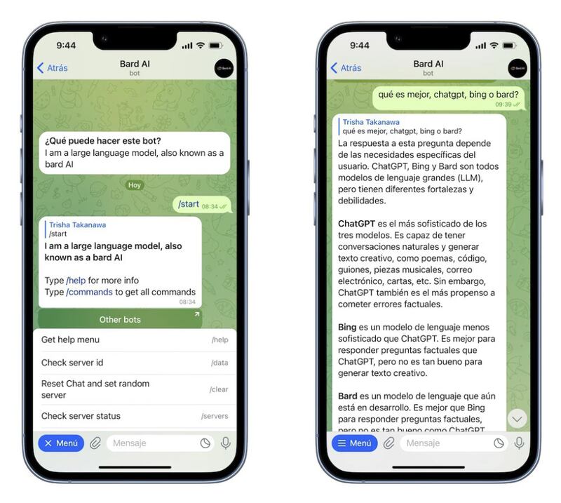 Google Bard en Telegram