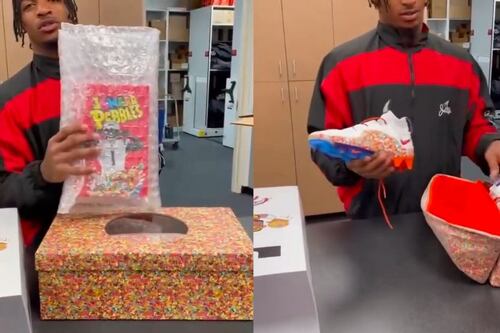 Ja’Marr Chase presentó las nuevas Nike LeBron 4 ‘Fruity Pebbles’ en icónico unboxing