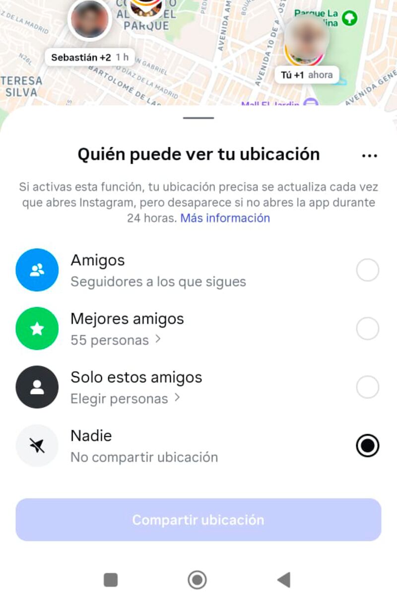 Mapa de amigos de Instagram
