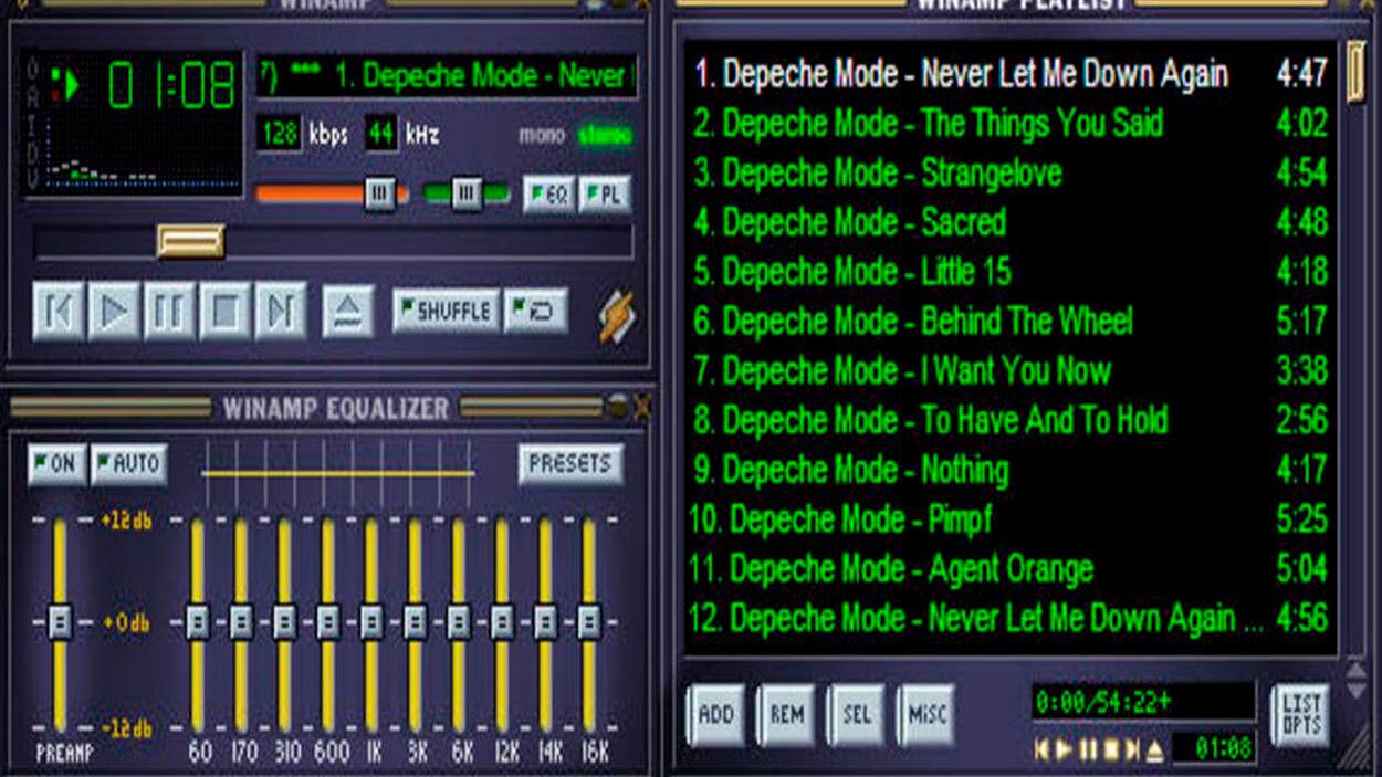 Imagen referencial del reproductor Winamp.