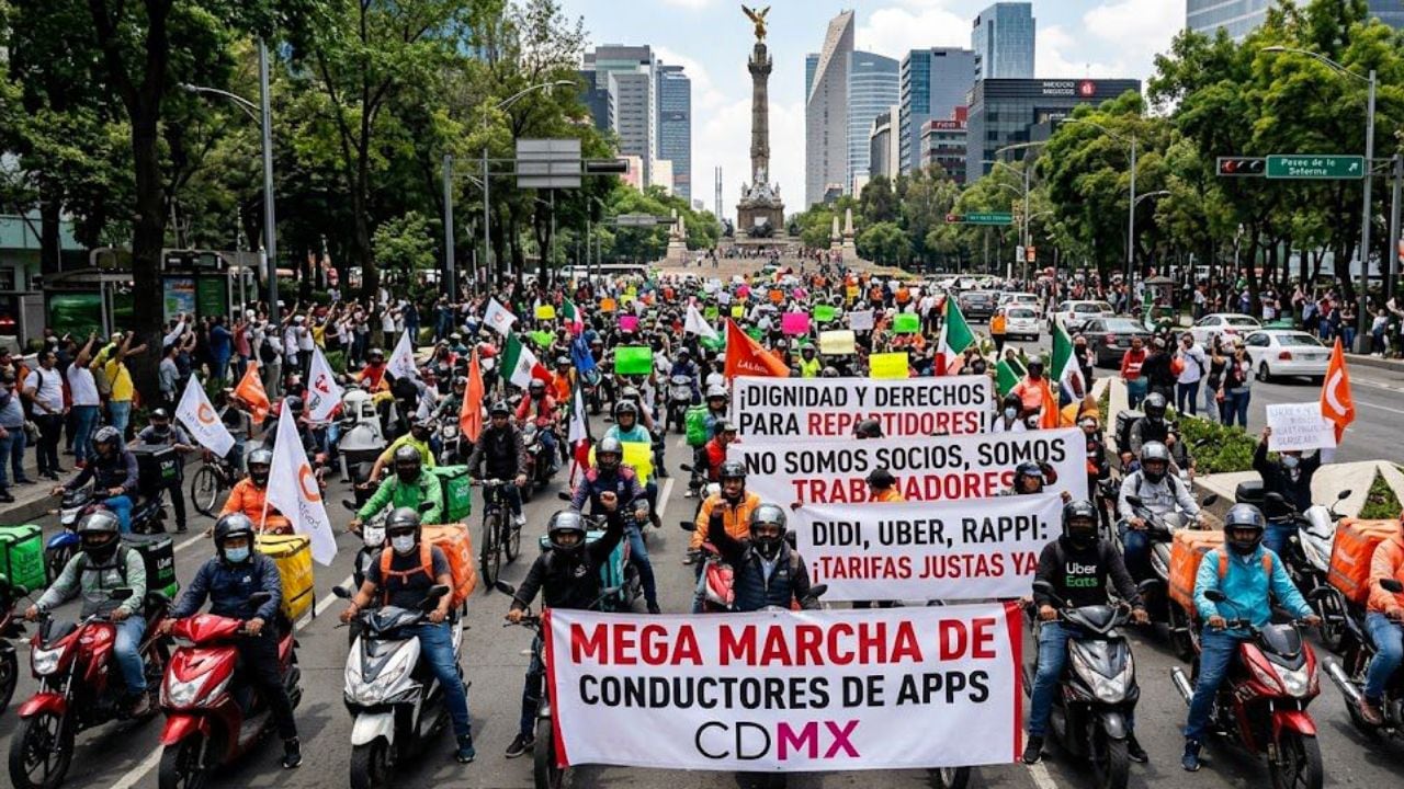 Conductores de apps marchan en CDMX