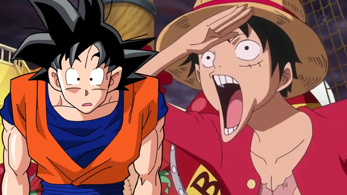 Goku de Dragon Ball y Luffy de One Piece sorprendidos