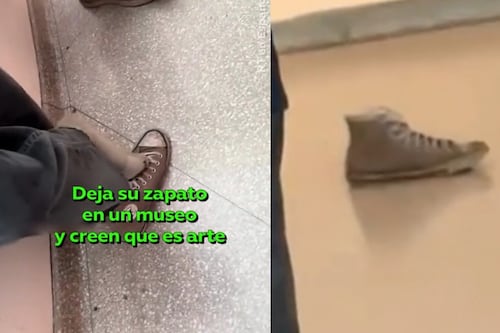 Insólito experimento social: un joven deja una zapatilla en la esquina de un museo y lo confunden con una obra de arte