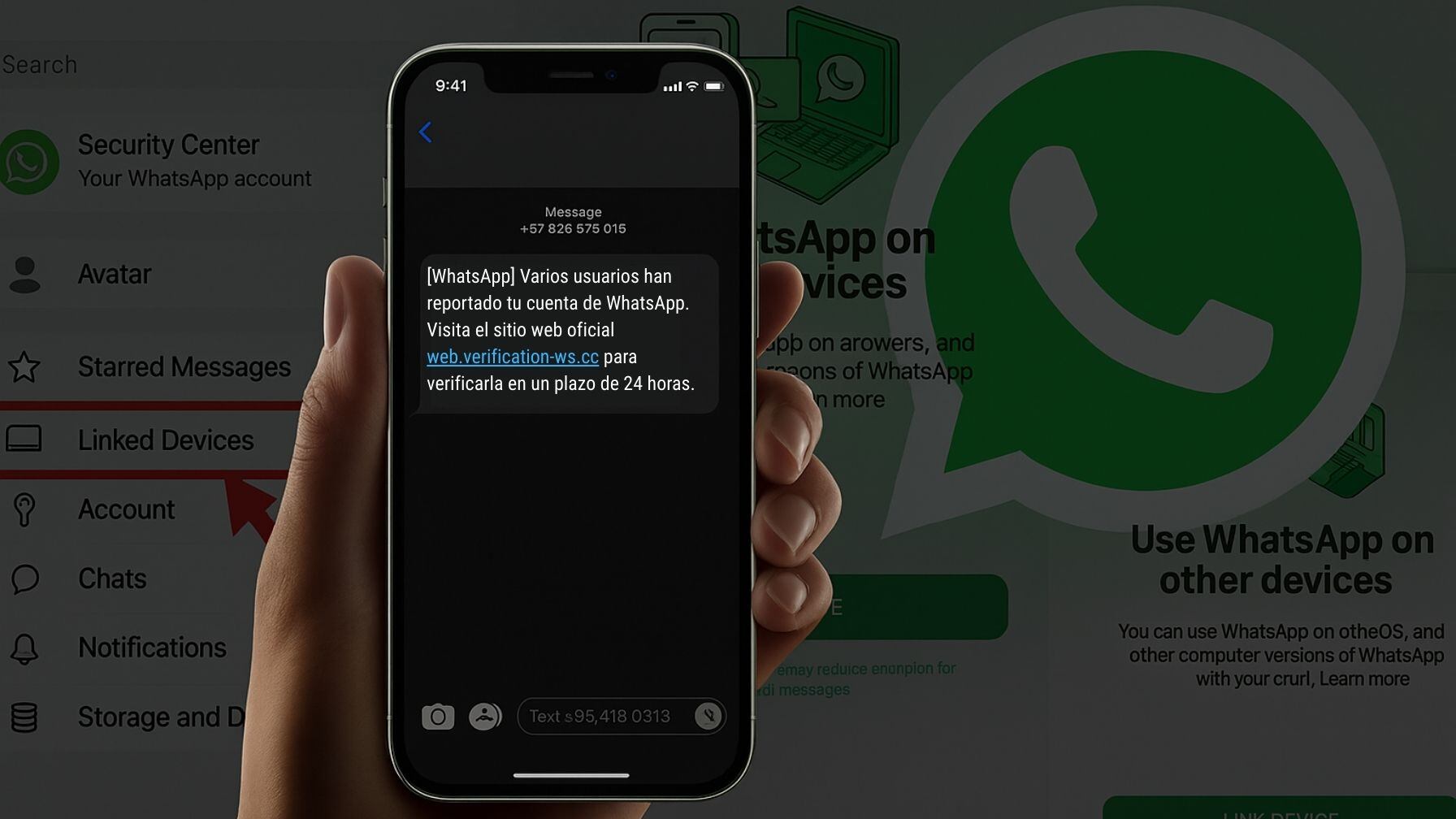 Para protegerte, no abras links de SMS, elimina el mensaje y activa la verificación en dos pasos en WhatsApp.