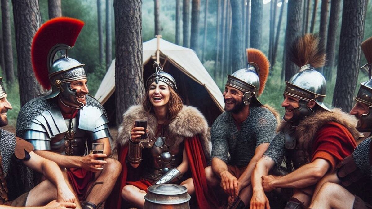 Imperio romano riendo- imagen de Copilot IA de Microsoft