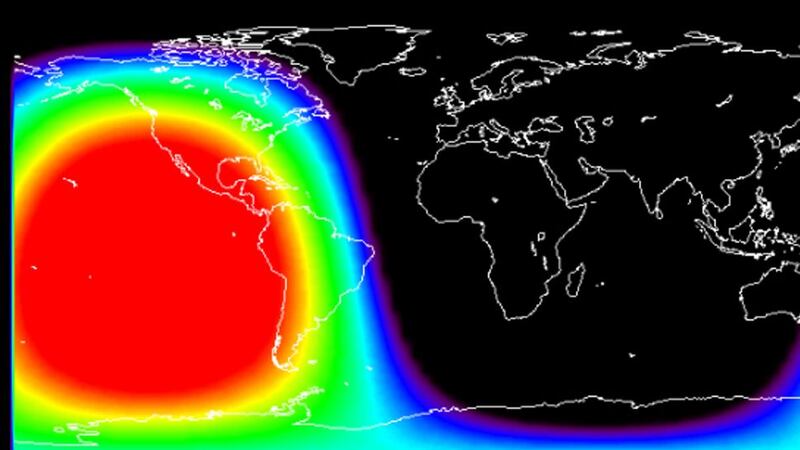 Zonas del continente americano afectadas por el tsunami solar