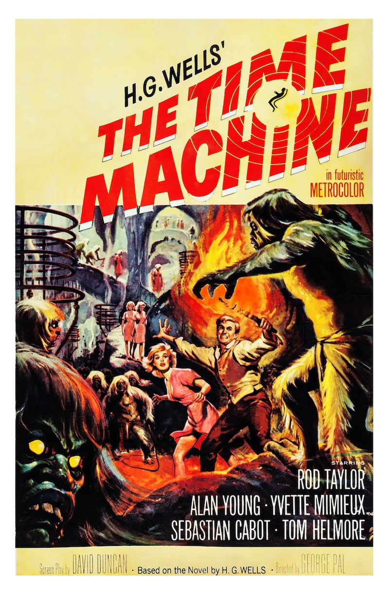 Póster de la película La máquina del tiempo, basada en la obra de H.G. Wells.
