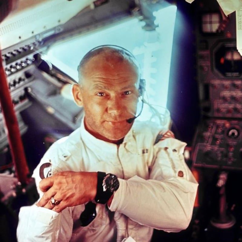 Imagen de Buzz Aldrin en 1969, cuando viajó a la Luna en la Misión Apolo 11.