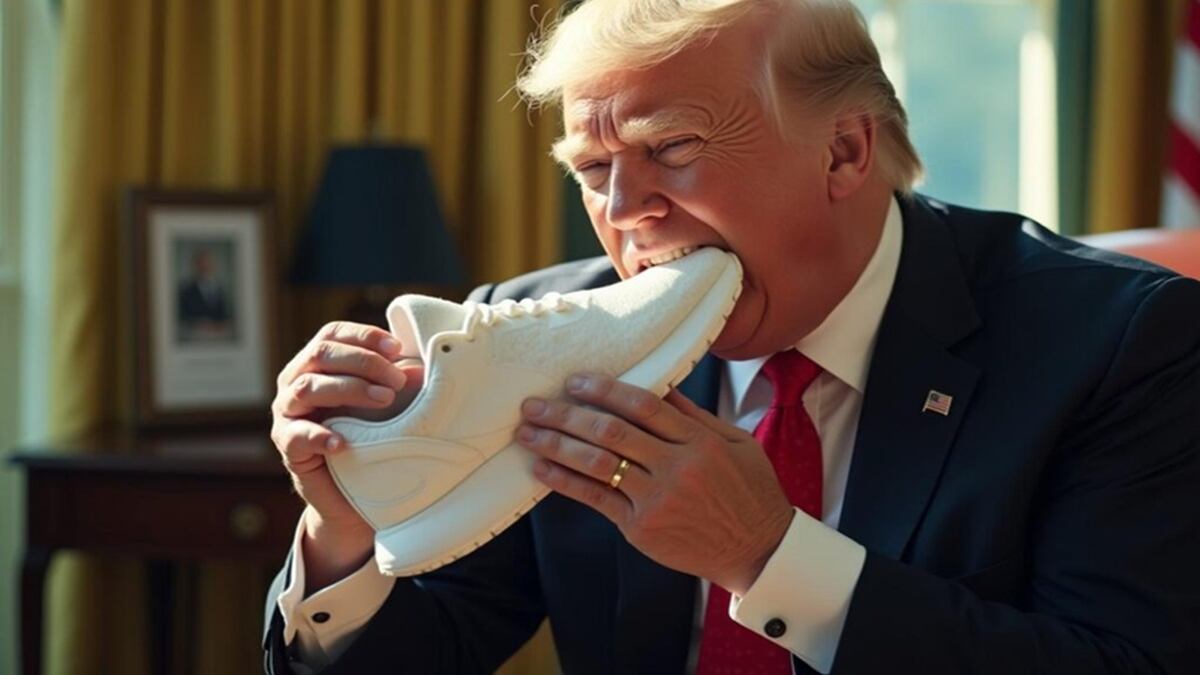 Donald Trump muerde una zapatilla - imagen de la IA