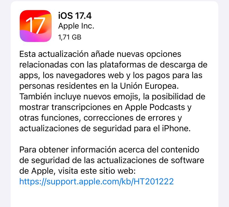 Apple lanza iOS 17.4