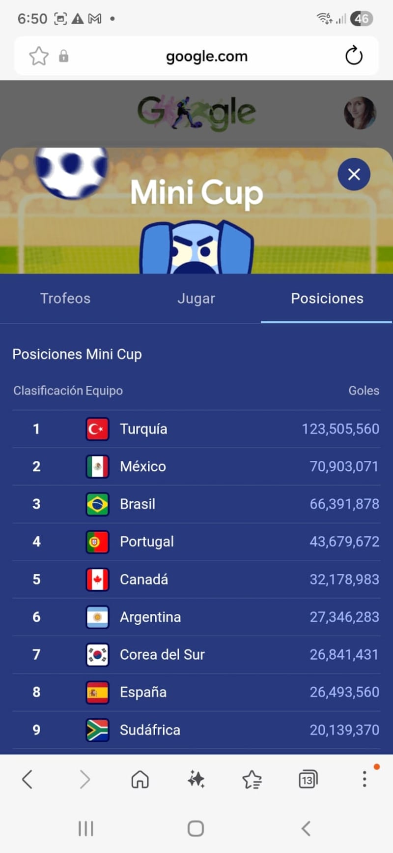 Mini juego - Google Mundial 2026
