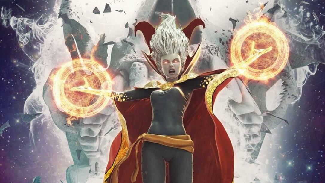 Clea, en la portada del primer número de la serie de cómics Strange, mostrando sus poderes místicos.