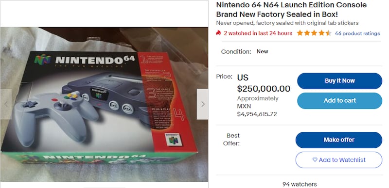 Nintendo 64 en eBay.