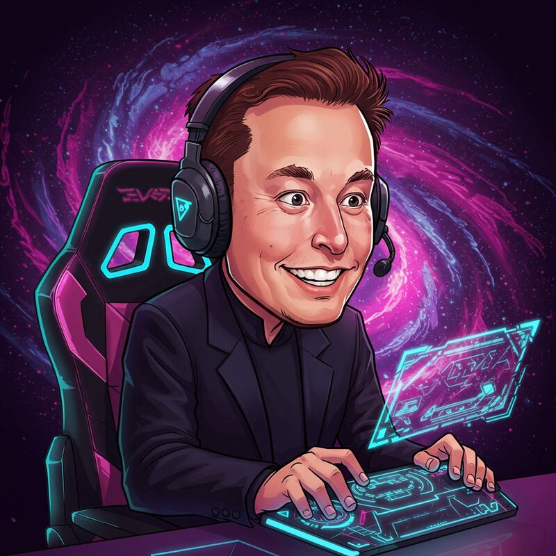 Elon Musk jugando videojuegos / NanoBanana x FW