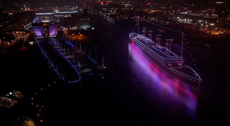 Titanic con drones hecho por la BBC.