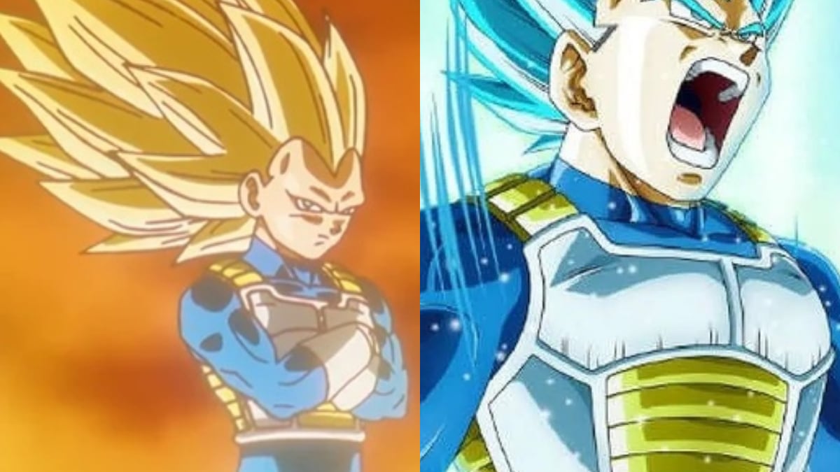 Vegeta en Super Saiyajin 3 y en Super Saiyajin Blue