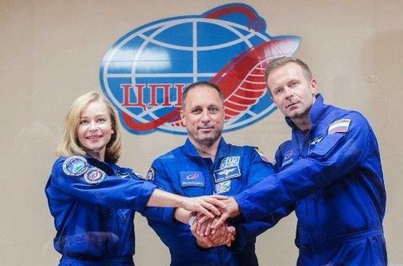 Yulia Peresild, Anton Shkaplerov y Klim Shipenko