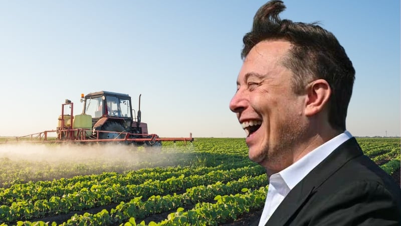 Elon Musk y un tractor | Composición