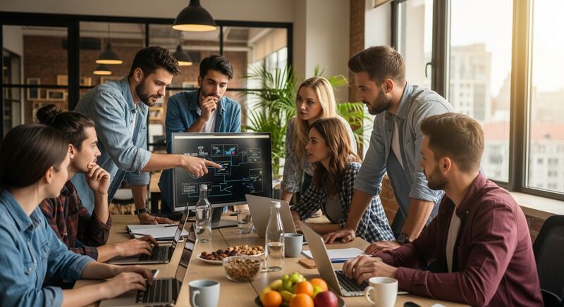 Techies trabajando sanamente / Whisk-FW