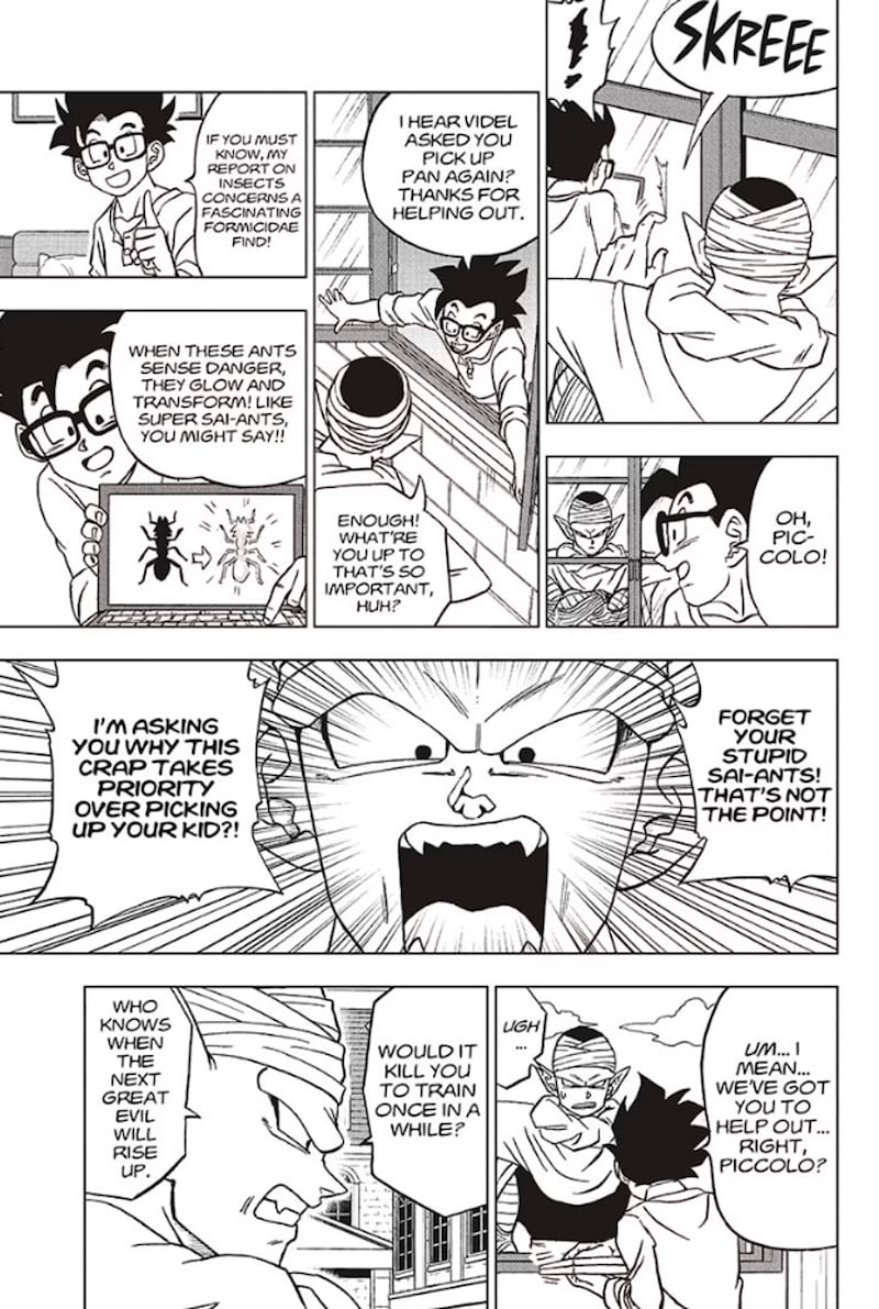 El más reciente número del manga de Dragon Ball Super integra una escena donde Gohan luce como peor padre de lo que ha sido Gokú en todos estos años.
