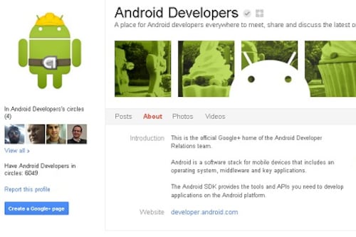 Un perfil en Google+ para los desarrolladores Android