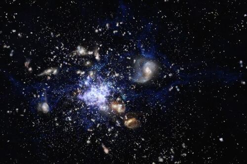 Telescopio James Webb capta una galaxia con cara de fantasma, que escupe estrellas a 13 mil millones de años luz