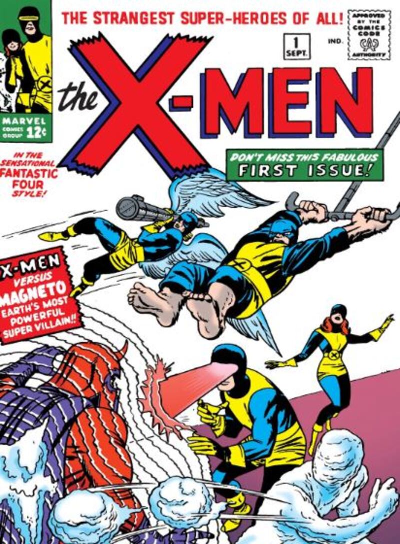 Portada de The X-Men #1, de Stan Lee y Jack Kirby, 1963.