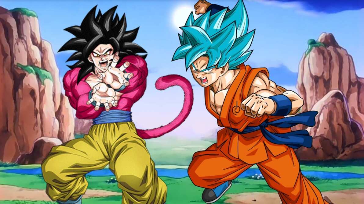 Goku Super Saiyajn 4 y Blue.