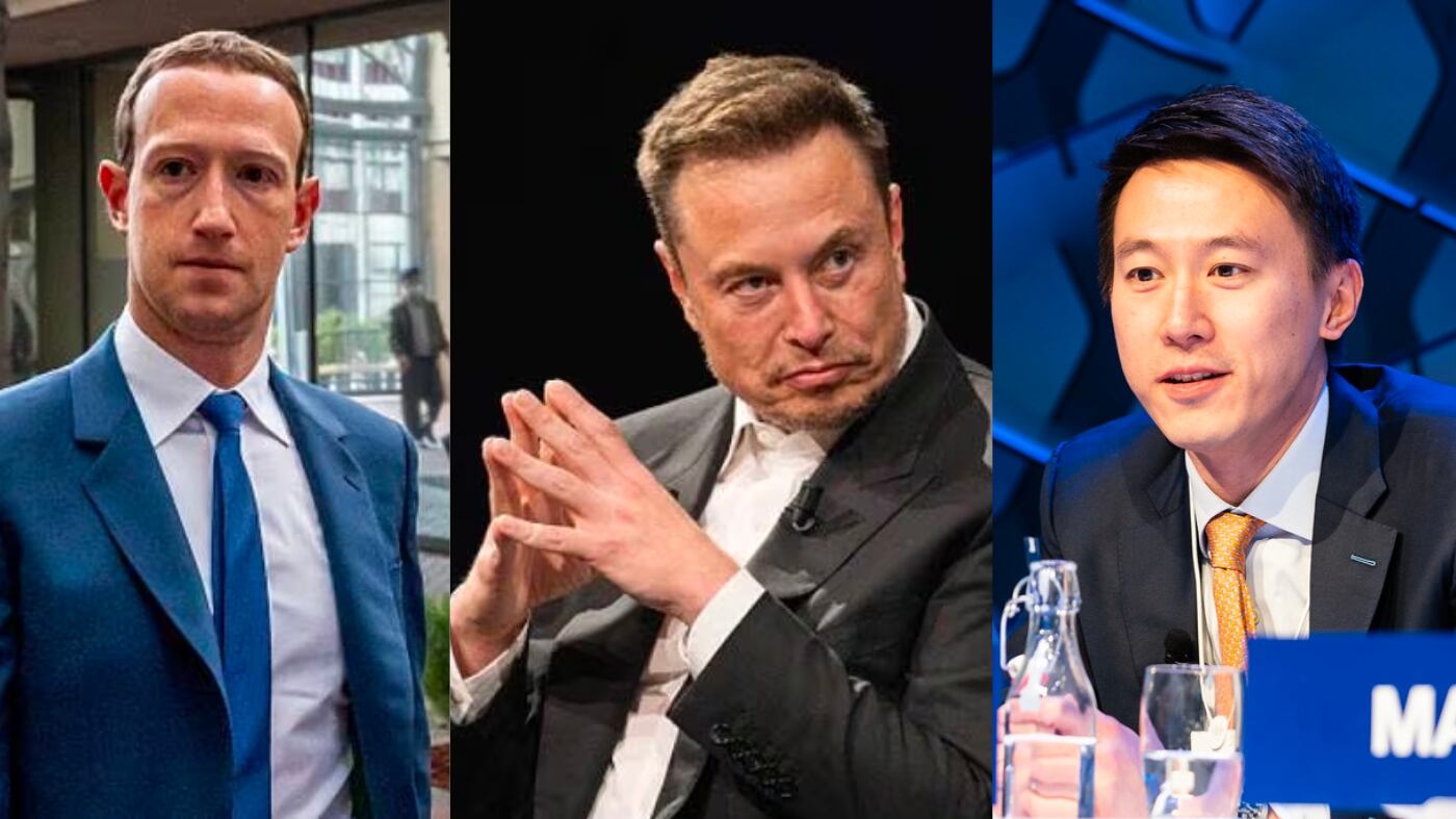 Mark Zuckerberg, Elon Musk y Shou Zi Chew | Composición