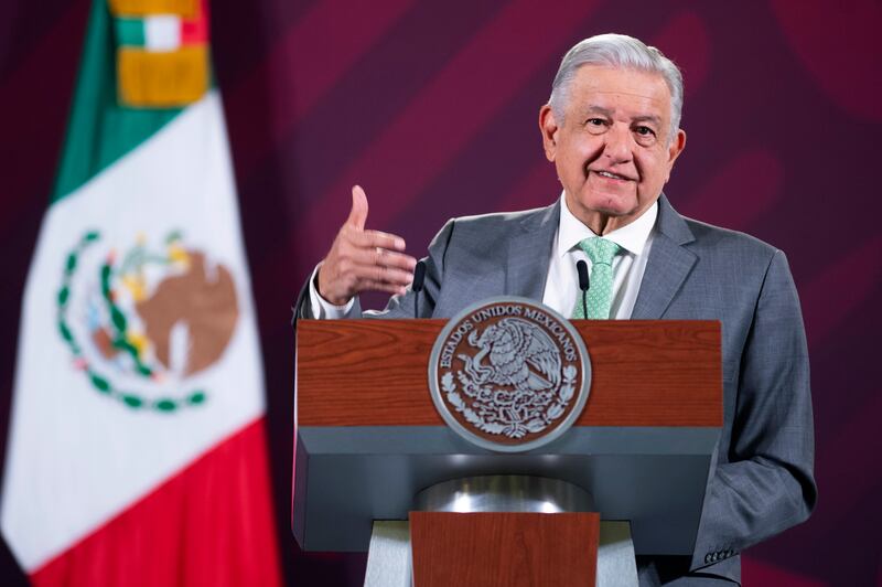 Cuauhtémoc, Ciudad de México, México, 2 de febrero de 2023. 
Andrés Manuel López Obrador, presidente Constitucional de los Estados Unidos Mexicanos en conferencia de prensa matutina en el Salón Tesorería de Palacio Nacional. 
Foto: Presidencia