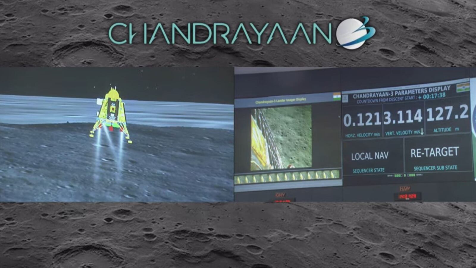 El momento en que la Misión Chandrayaan-3 llega a la Luna