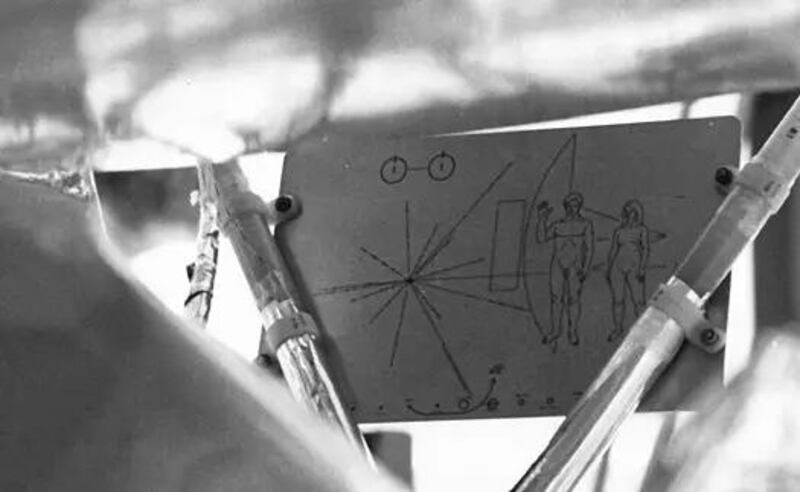 Pioneer 10, parte de la placa / Wikipedia
