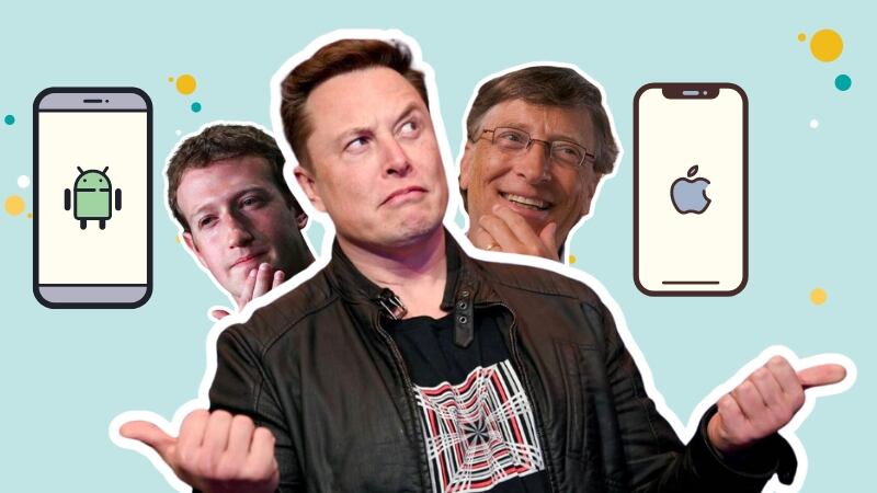 Zuckerberg, Musk y Gates | Android o iPhone | Composición