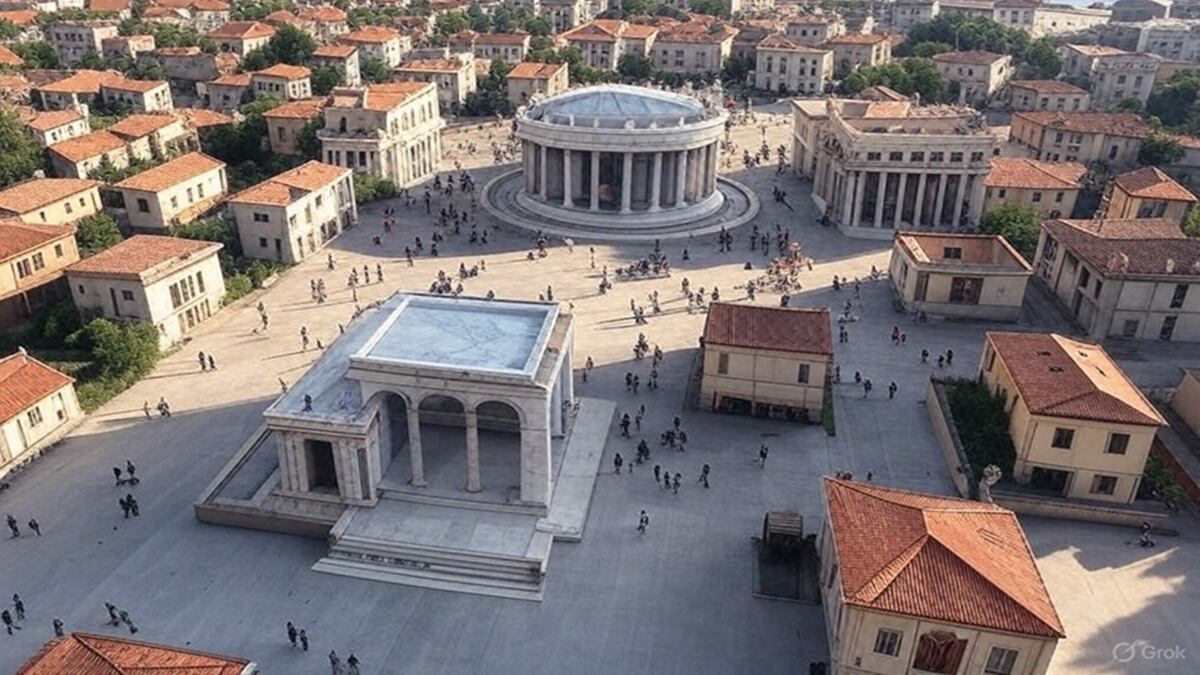 Representación de la IA Grok de cómo se veía la ciuadad de Interamna Lirenas