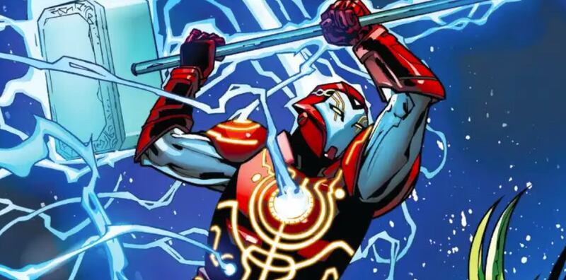 Iron Hammer tomando el Mjölnir.