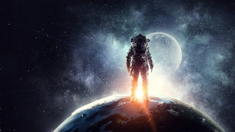 Astronauta en la Luna / Composición (Canva)