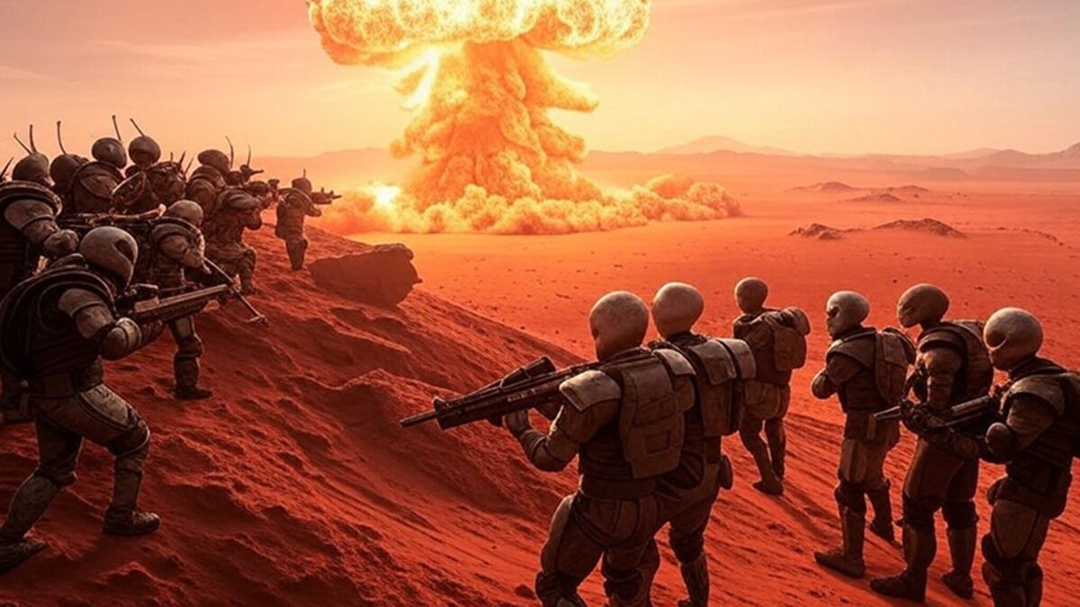 Guerra nuclear en Marte - imagen creada por la IA