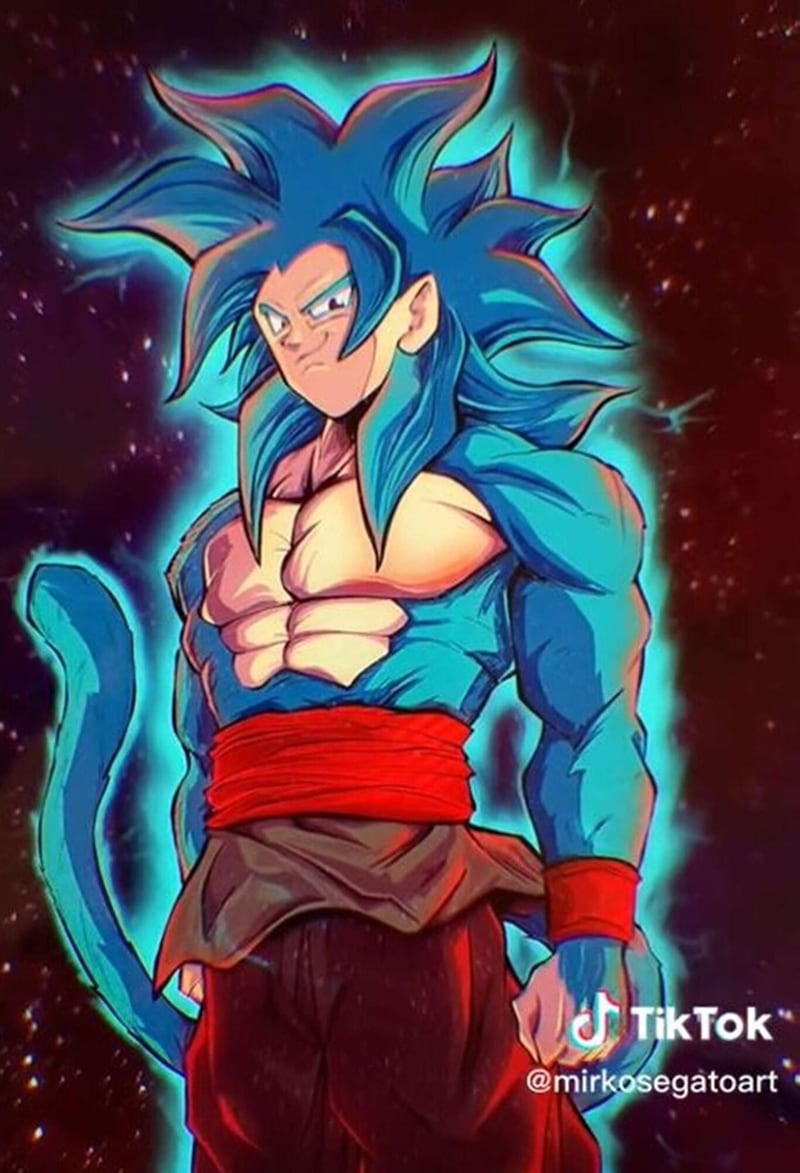 Goku Super Saiyajn 4 y Blue. Fan Art de @mirkosegatoart