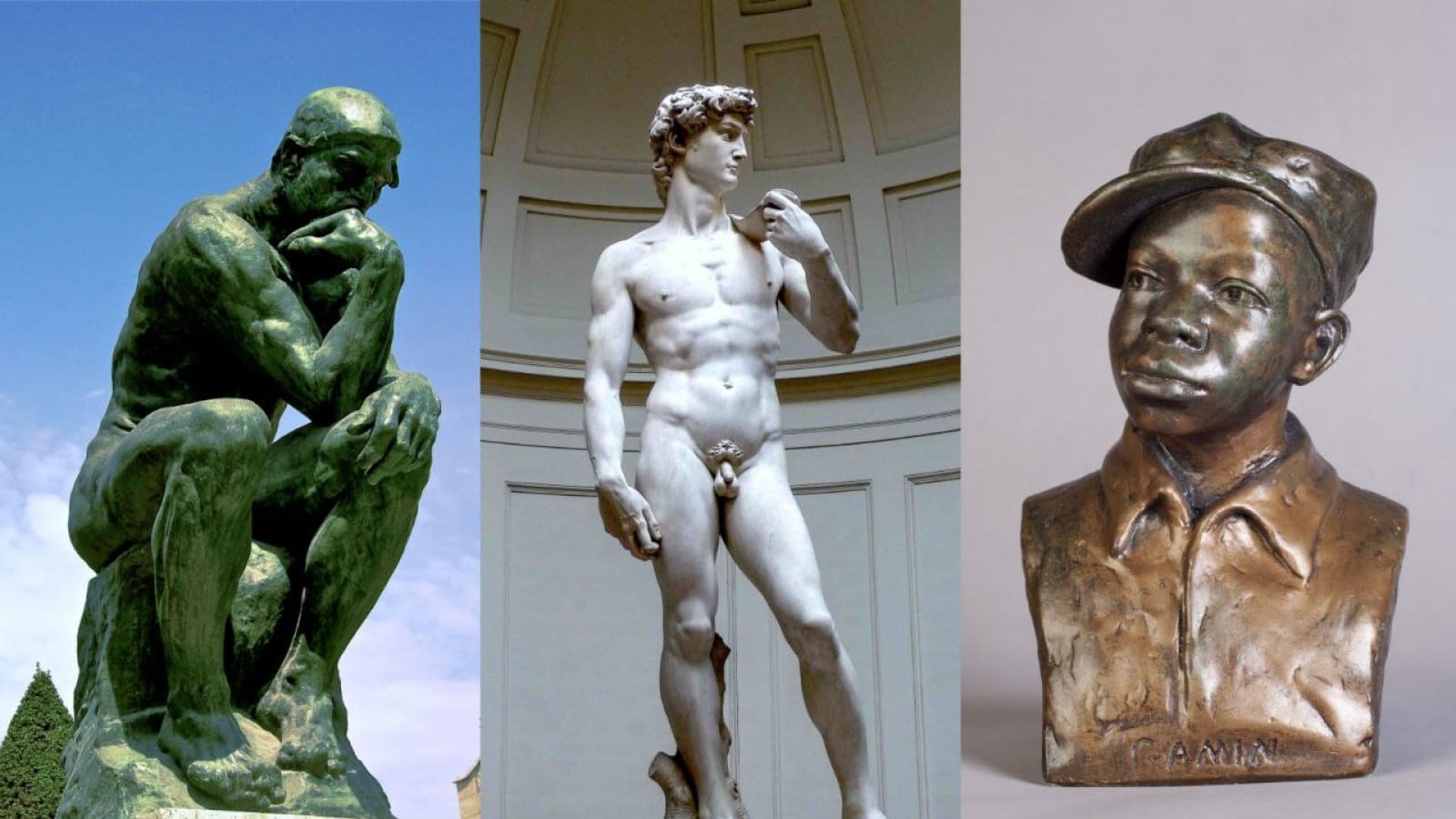 Estatuas clásicas de Rodin, Miguel Ángel y Augusta Savage