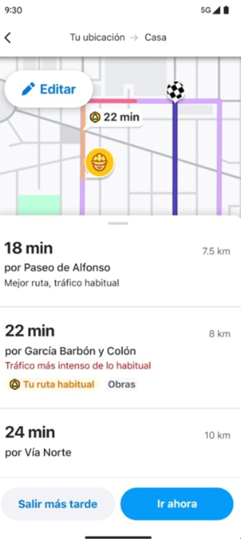Waze Función Ruta favorita