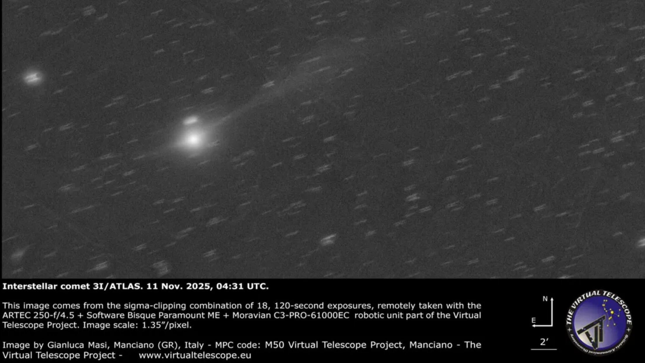 Nueva foto de la cola de 3i/Atlas